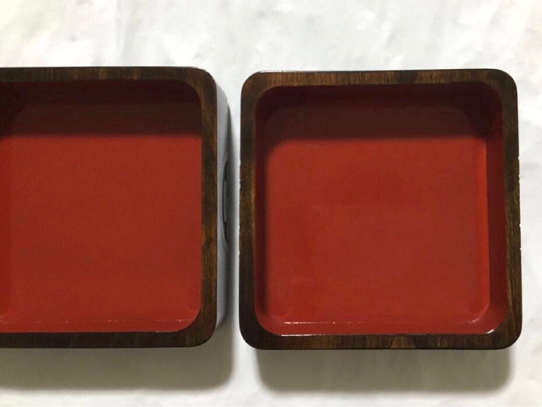 岡山伝統工芸品　烏城彫木製漆器　重箱