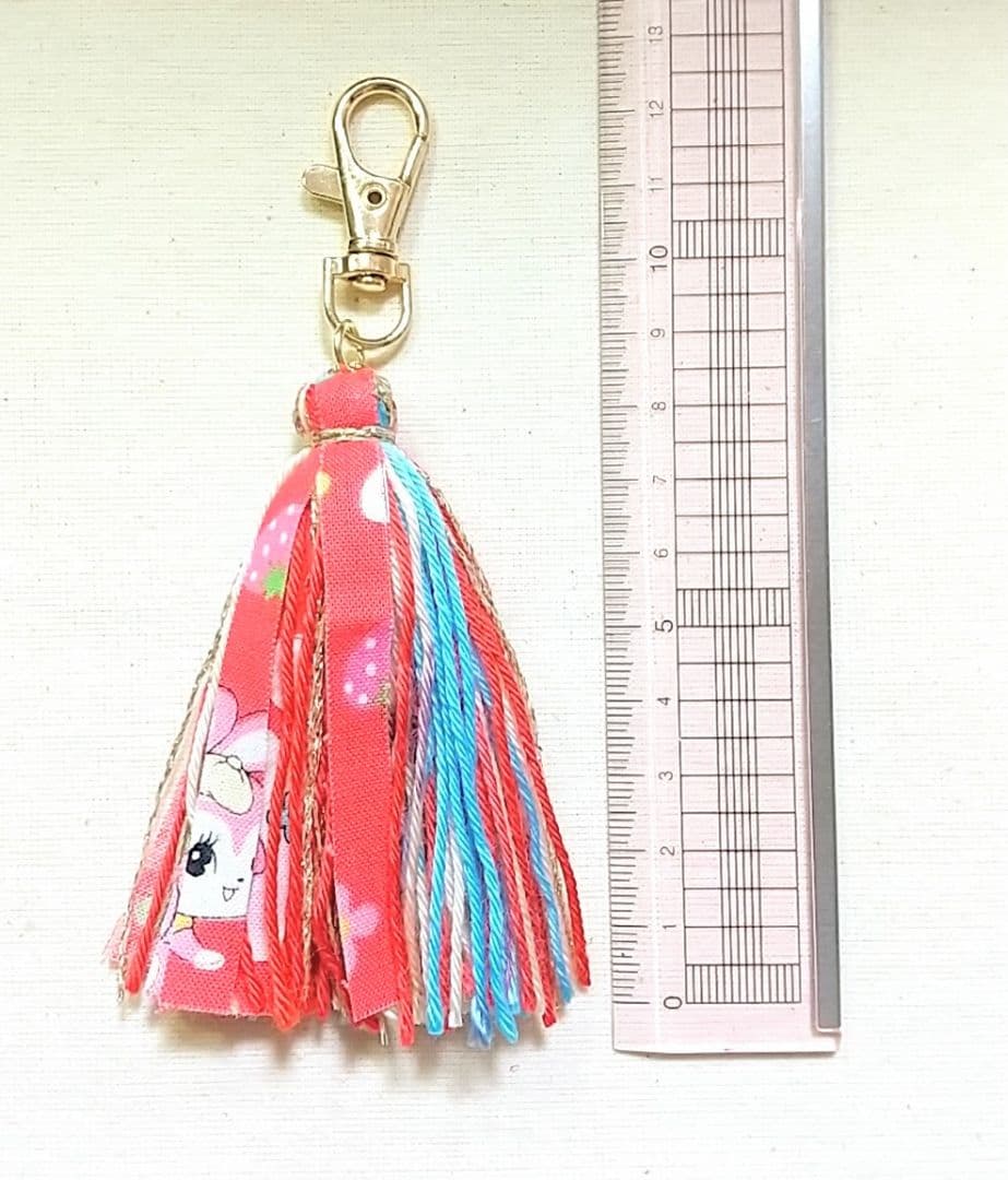 SOLD◆レトロ柄★ ハンドメイド タッセル バックチャーム キーホルダー