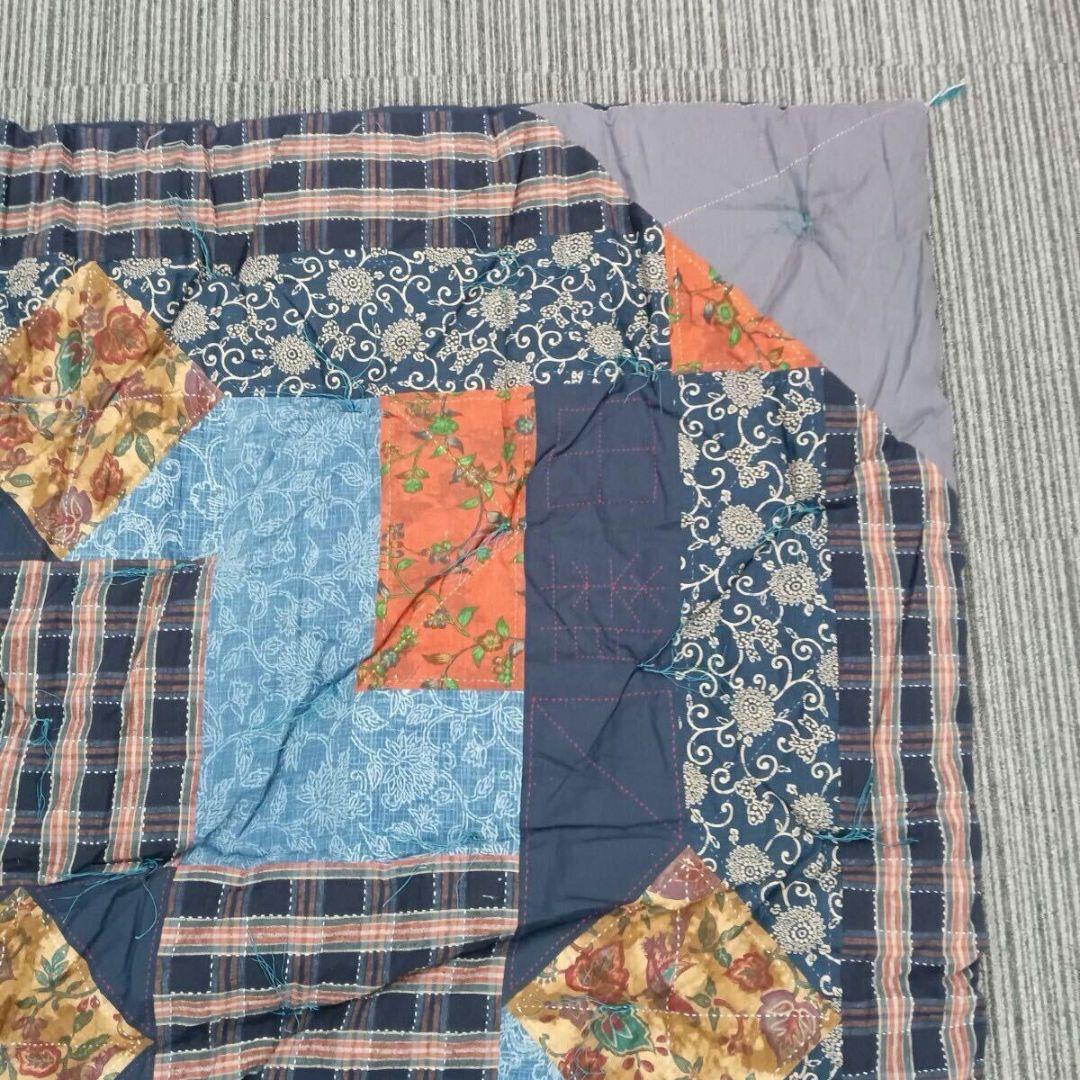 ♢★B35パッチワーク 手縫い 刺子 ハンドメイド 厚手 約168cm角 掛布団
