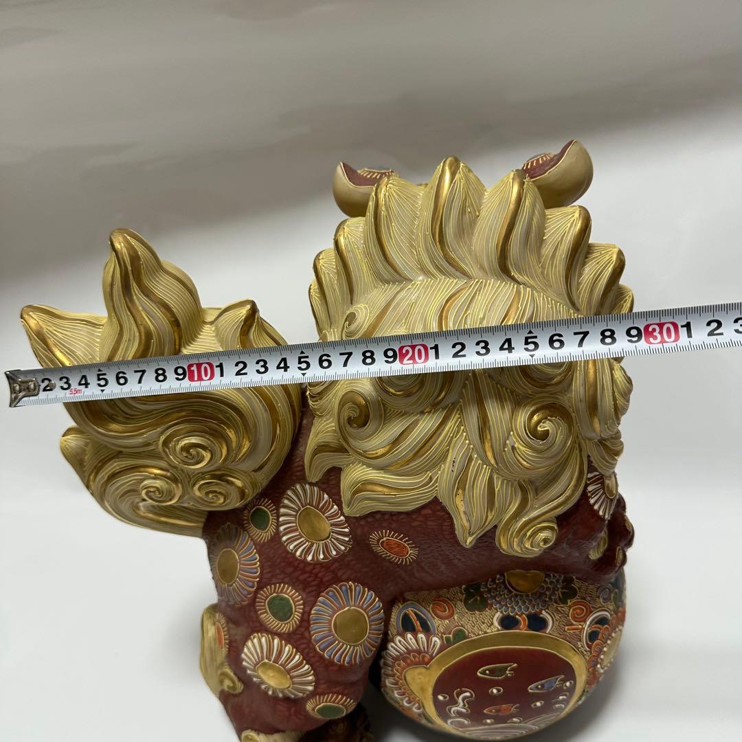 九谷焼 特大　35cm 玉乗り獅子 狛犬 置物 縁起物