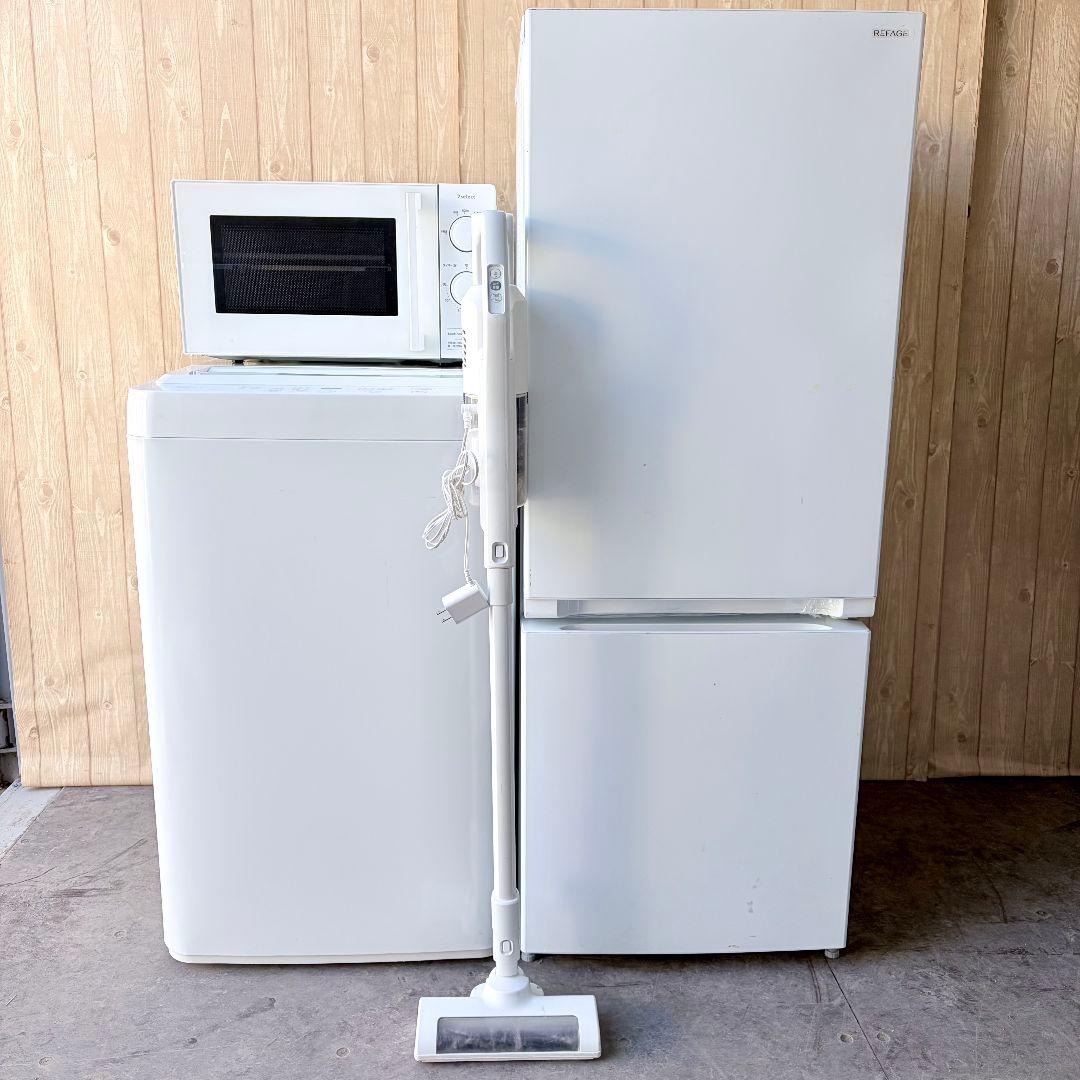 配送設置無料！ホワイト純正メーカー冷蔵庫・洗濯機＋レンジ・掃除機4点セット！