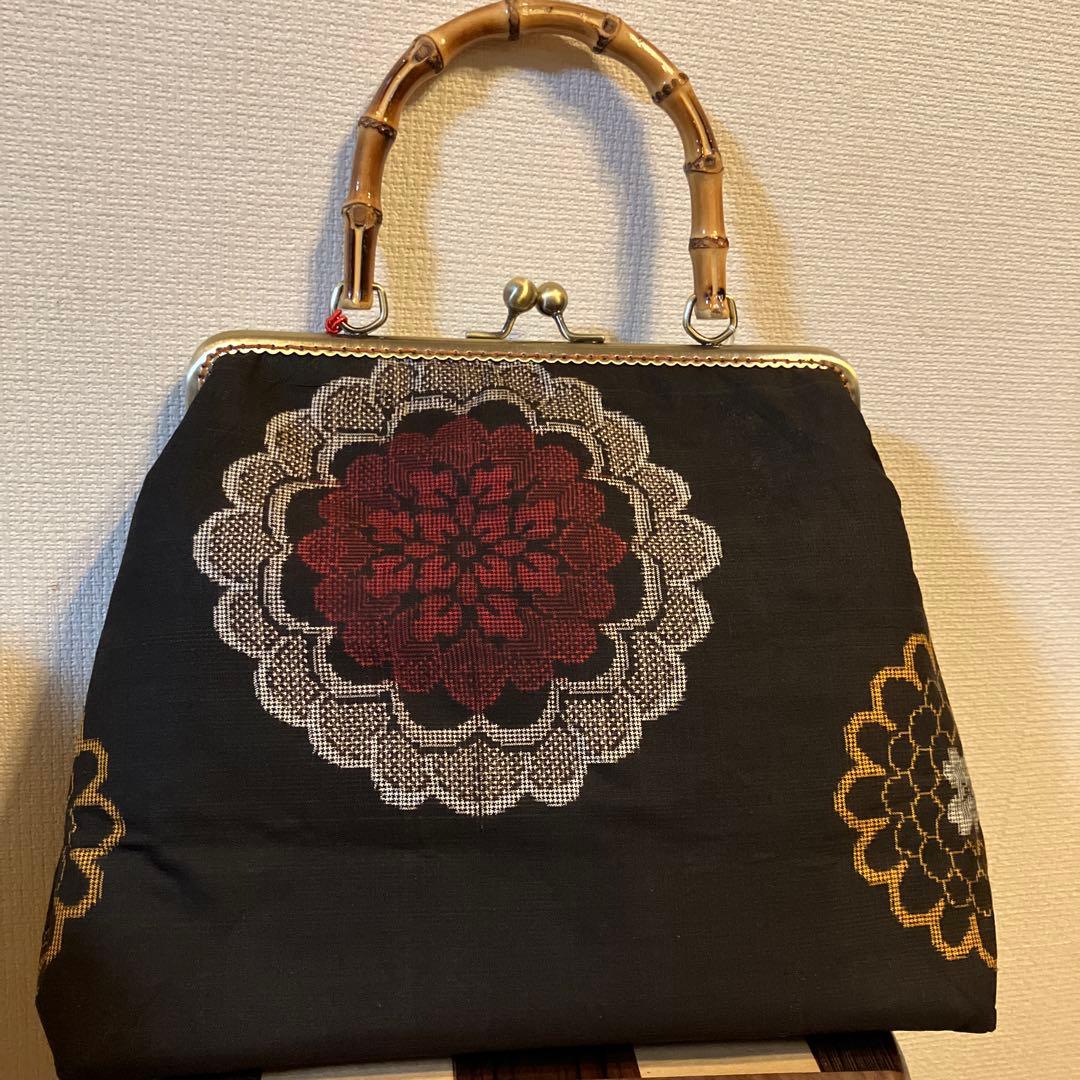 ハンドメイド　大島紬　着物リメイク　がま口　バッグ　【最終】