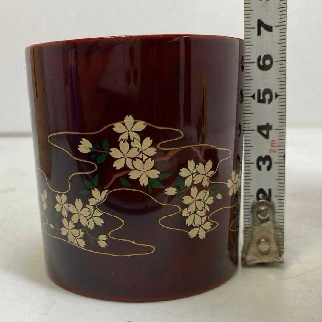 ☆茶3 土居義峰　富士桜蒔絵　棗茶器　幅6.5㎝高さ7㎝　東S8-0306①