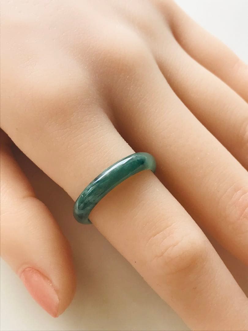 [R300-099］翡翠　くりぬき　リング　天然石　一点物　グアテマラ産　17号