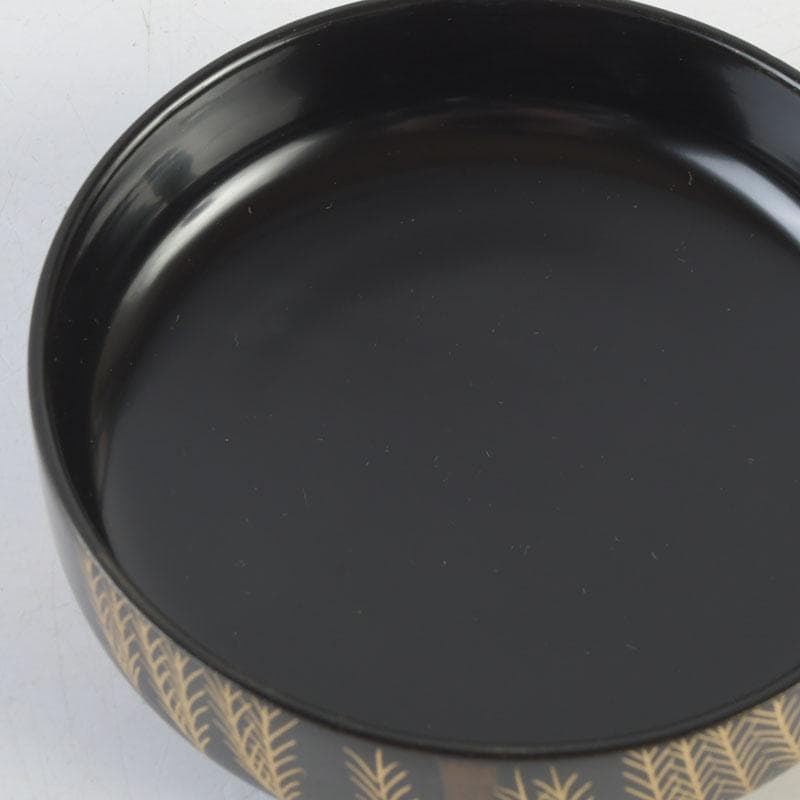 茶道具　蒔絵師　友斎作　黒塗　柳蒔絵　平棗　共箱　V　A56