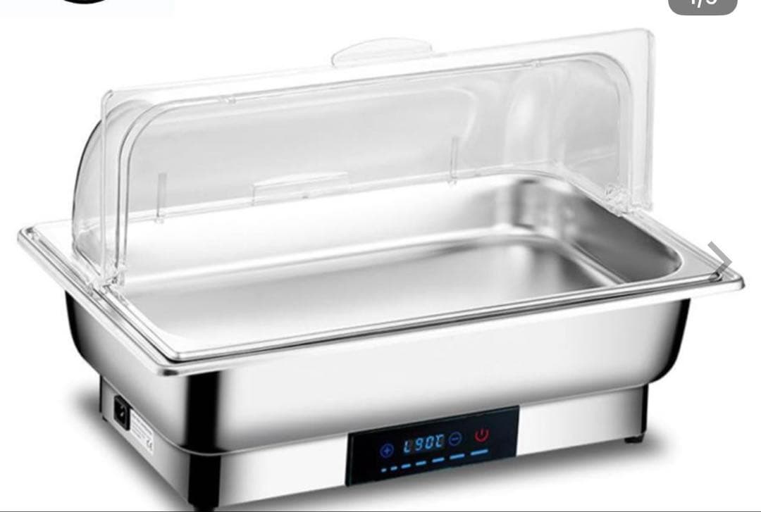 未使用　電気調理器 2槽式 600W ステンレス製トレイ付き
