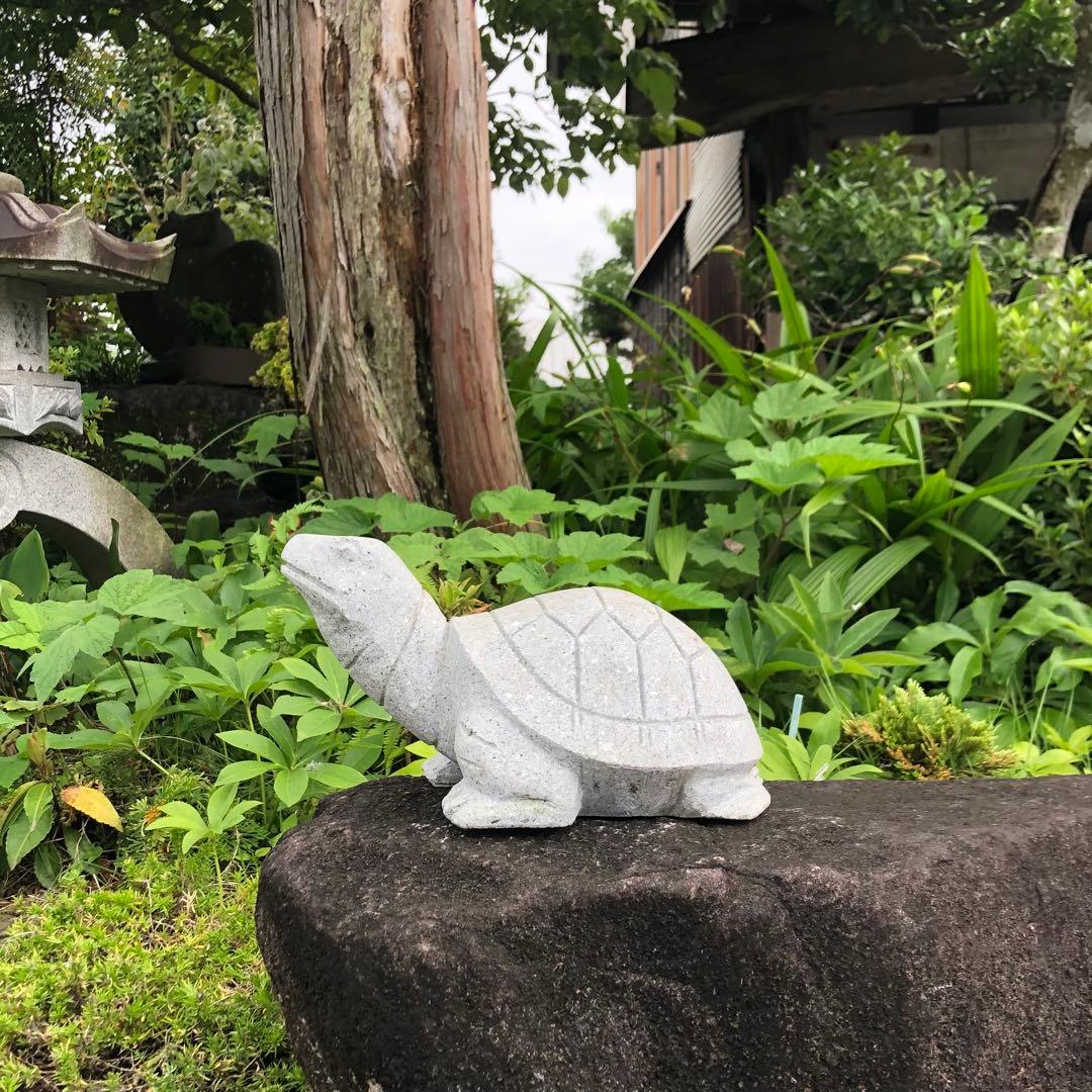 亀 カメ 石亀 置物 オブジェ 御影石 石像 石造 石彫 彫刻 庭石 縁起物