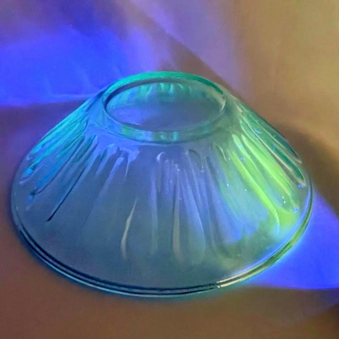 【稀少】青 ブルー ウランガラス デザート器 皿 5つセット アンティーク