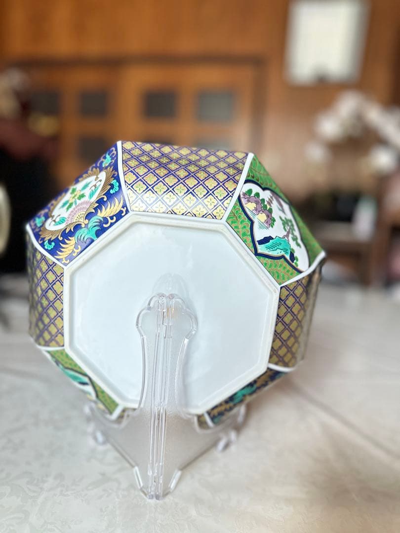 金彩手描き 八角皿 和食器 飾り皿／和モダン／アンティーク風インテリア
