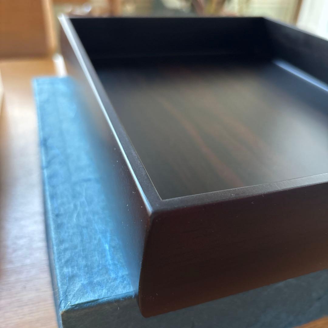 黒檀 文箱 昭和 アンティーク 新品未使用品 焦茶 艶あり超美品 高島屋