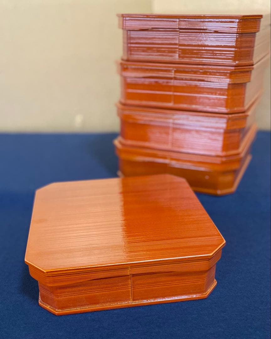 《レ》飛騨春慶塗 大徳寺弁当箱5客 木製漆器 元箱　260324A5