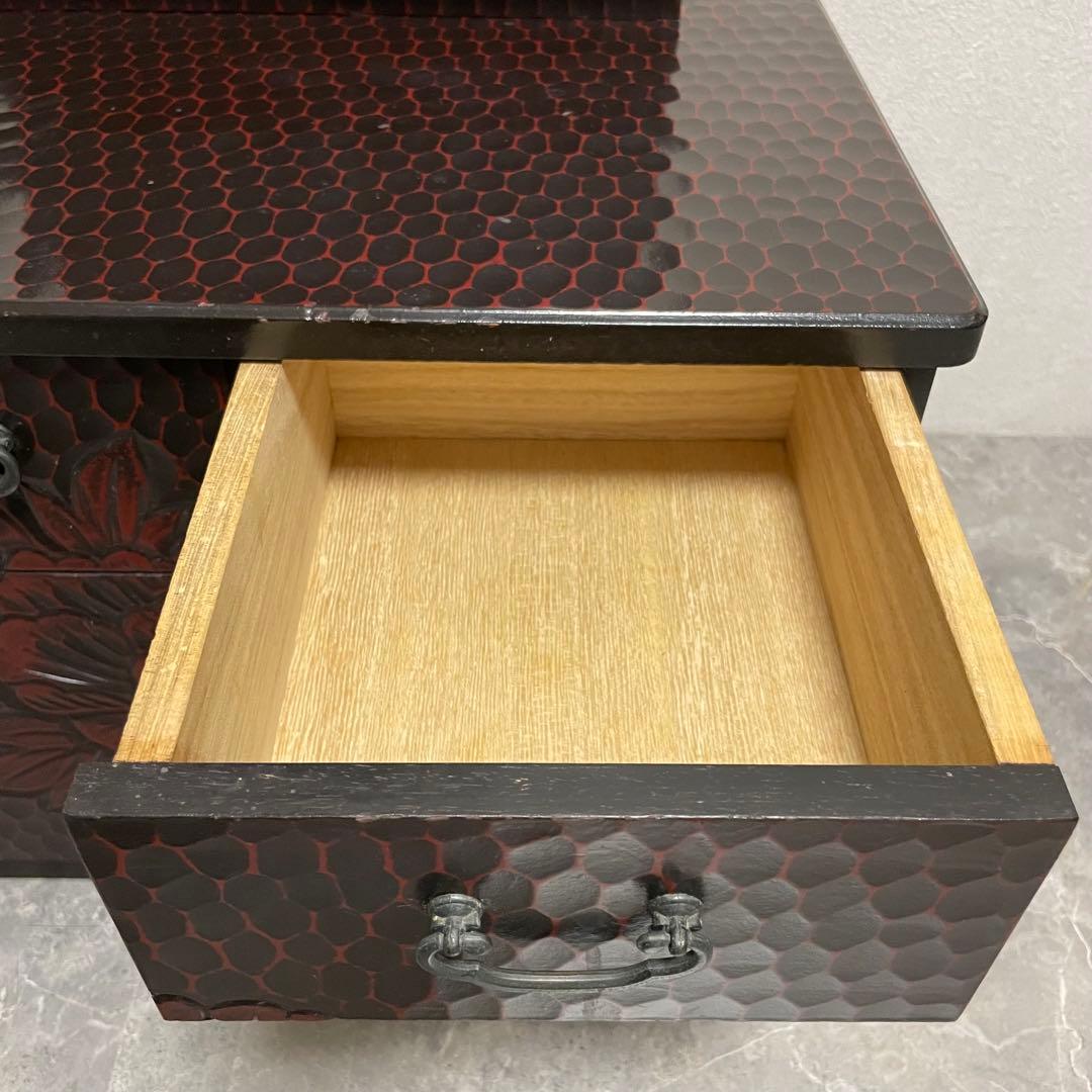 鎌倉彫 姿見　三面鏡 鏡台　彫刻 牡丹花 レトロ 最高級銅引鏡 ミエミラー