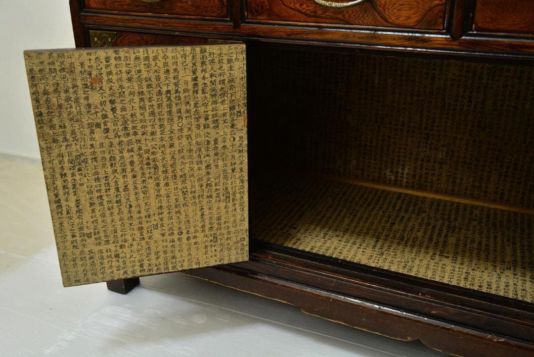 李朝家具　箪笥　金具 引き出し４杯 飾り棚 収納家具