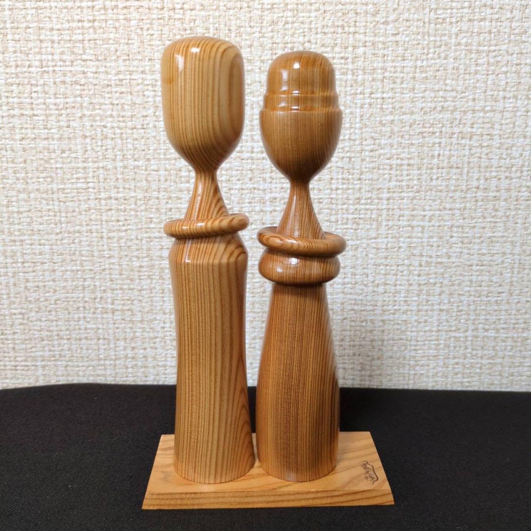 【未使用】屋久杉 工芸品 まとめ売り 夫婦こけし 3組 灰皿 天然木 屋久杉細工