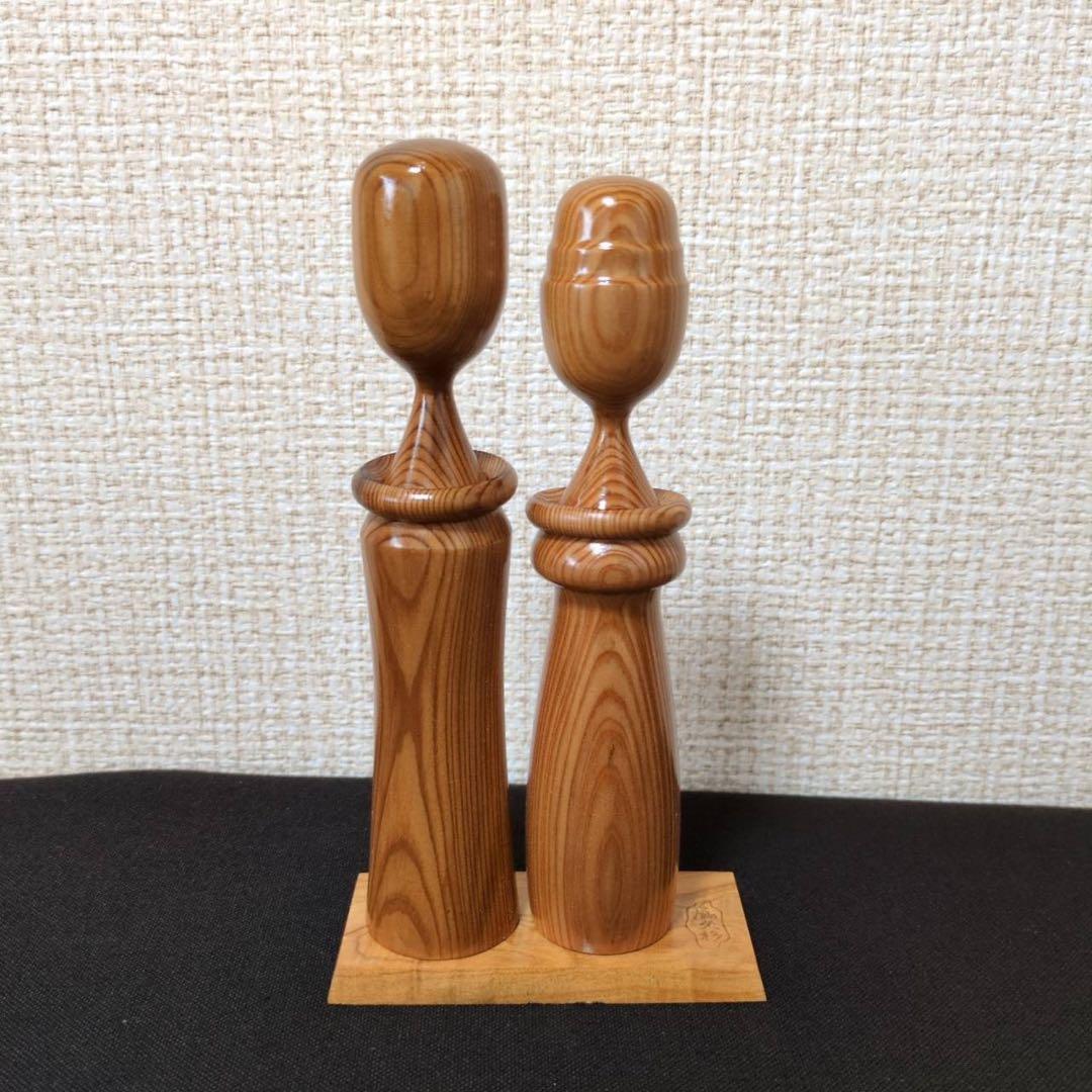 【未使用】屋久杉 工芸品 まとめ売り 夫婦こけし 3組 灰皿 天然木 屋久杉細工