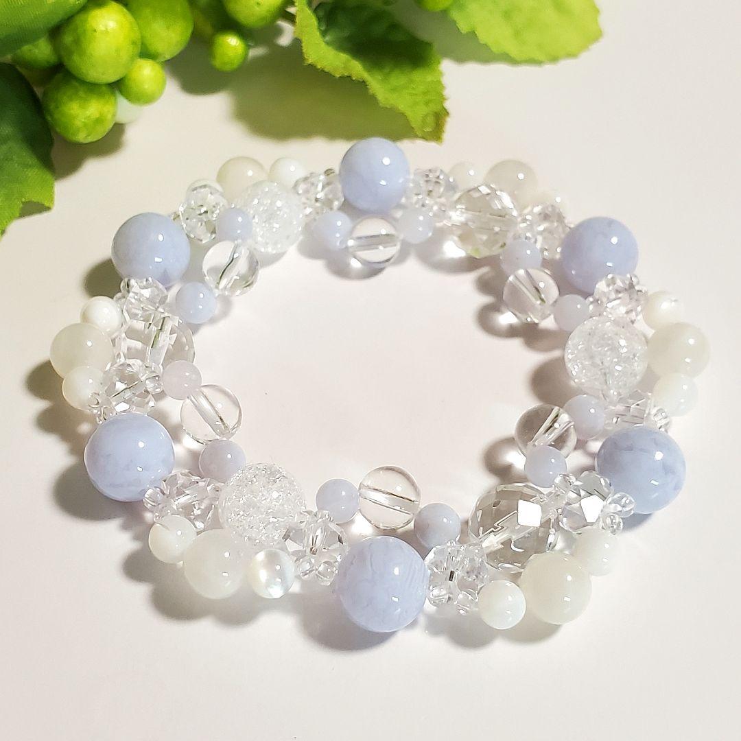 天然石　ブレスレット　＊No. 548＊ハンドメイド　パワーストーン　編み