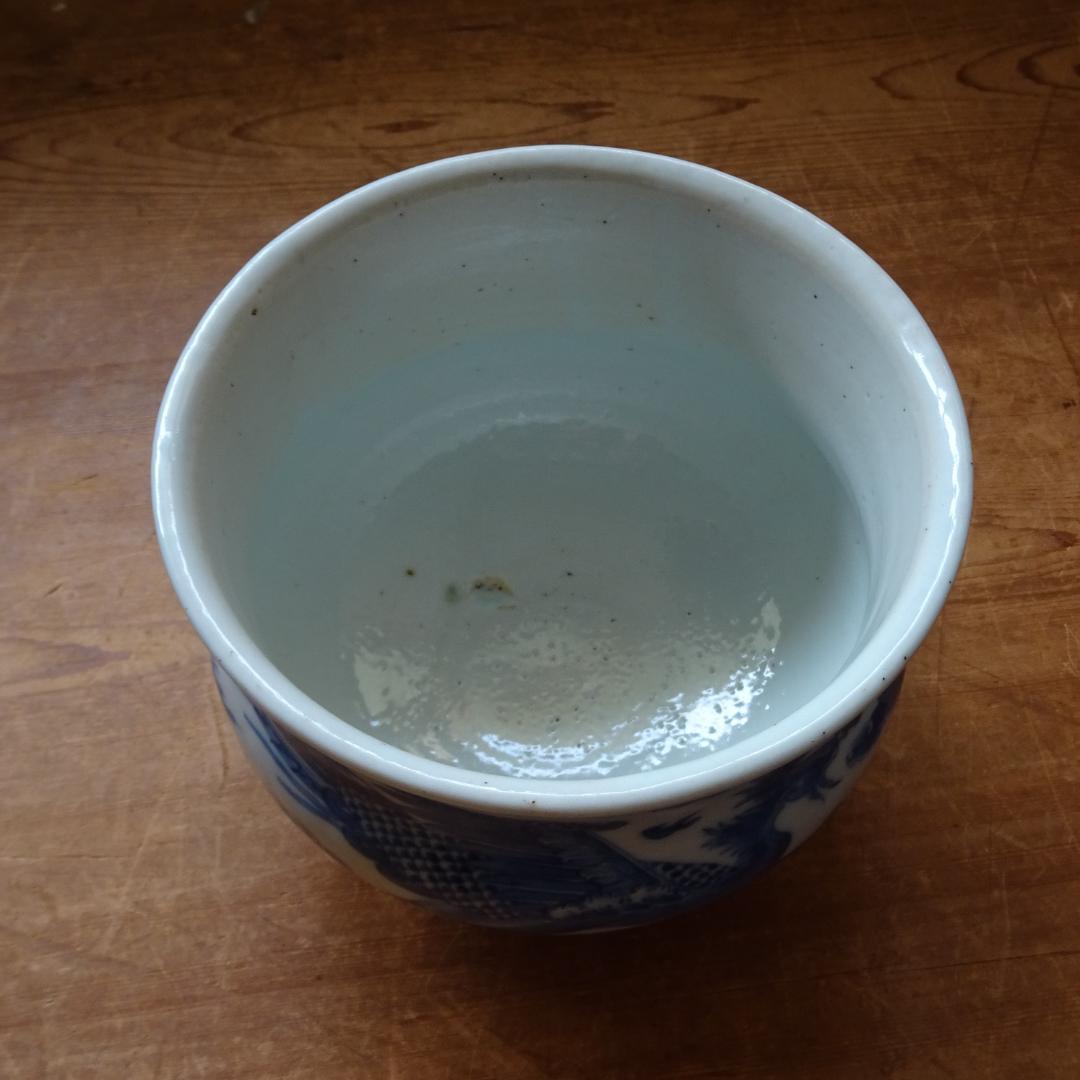 し*ん様 水差し　漆器の蓋付き　乾隆年製　染付　中国 古玩？　花器　壺　古道具