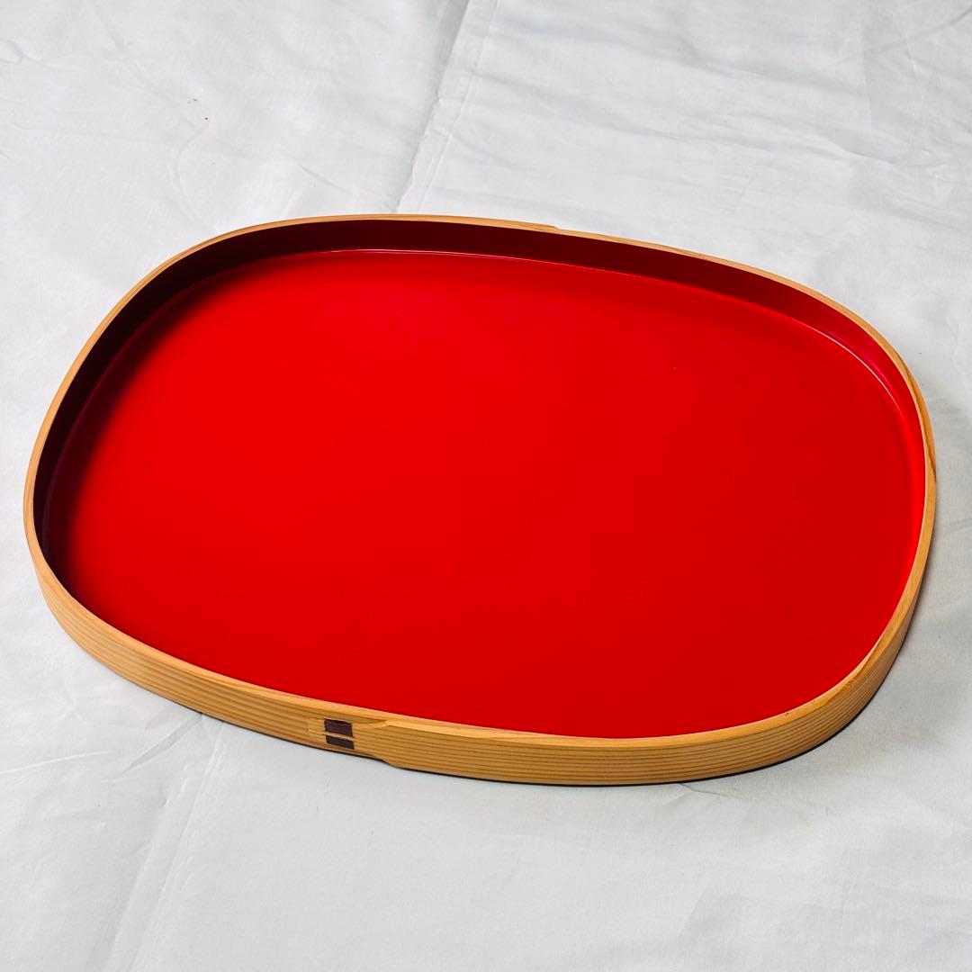 美品 曲げわっぱ 曲わっぱ 木製 お盆 和 食卓 漆塗り カシュー樹脂 秋田杉