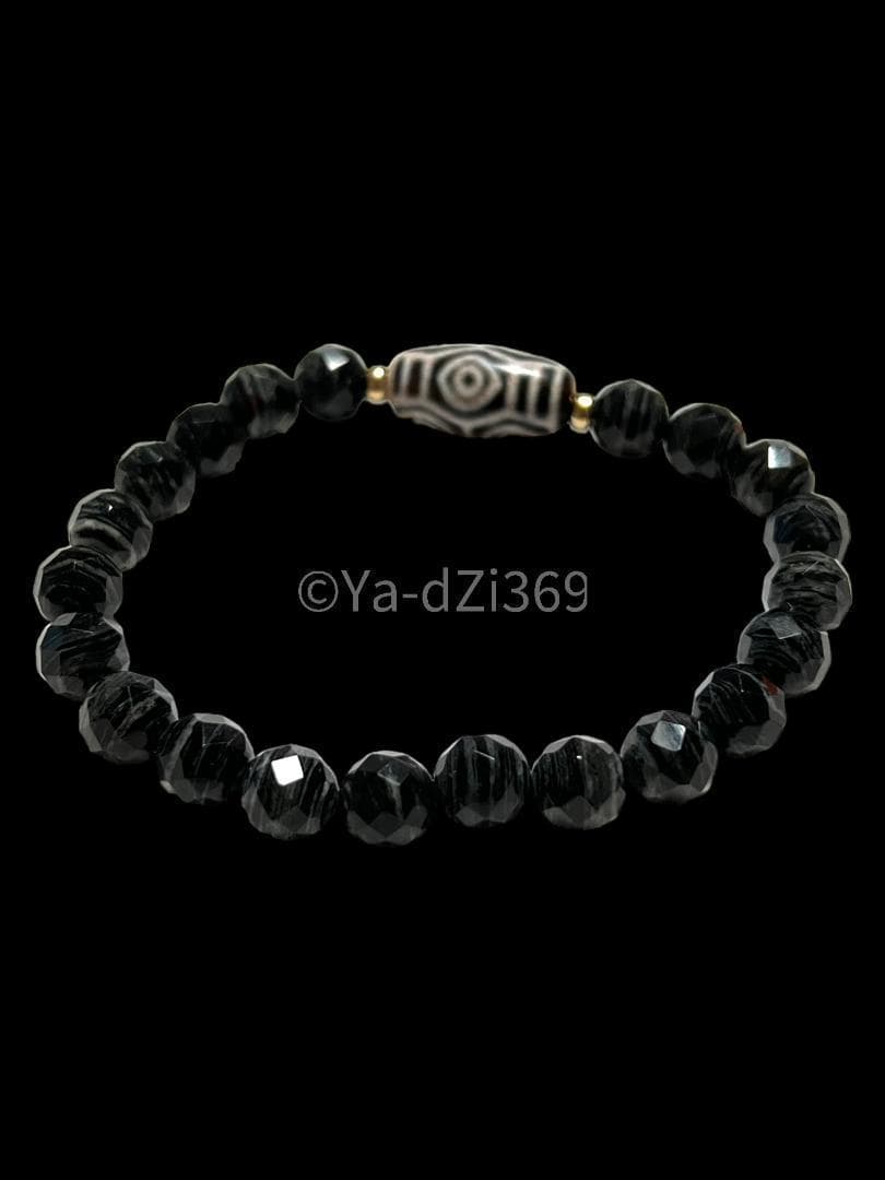 【 高品質 】dZi ジービーズ 西蔵 老玉髄 血糸龍紋 黒龍眼天珠のブレス