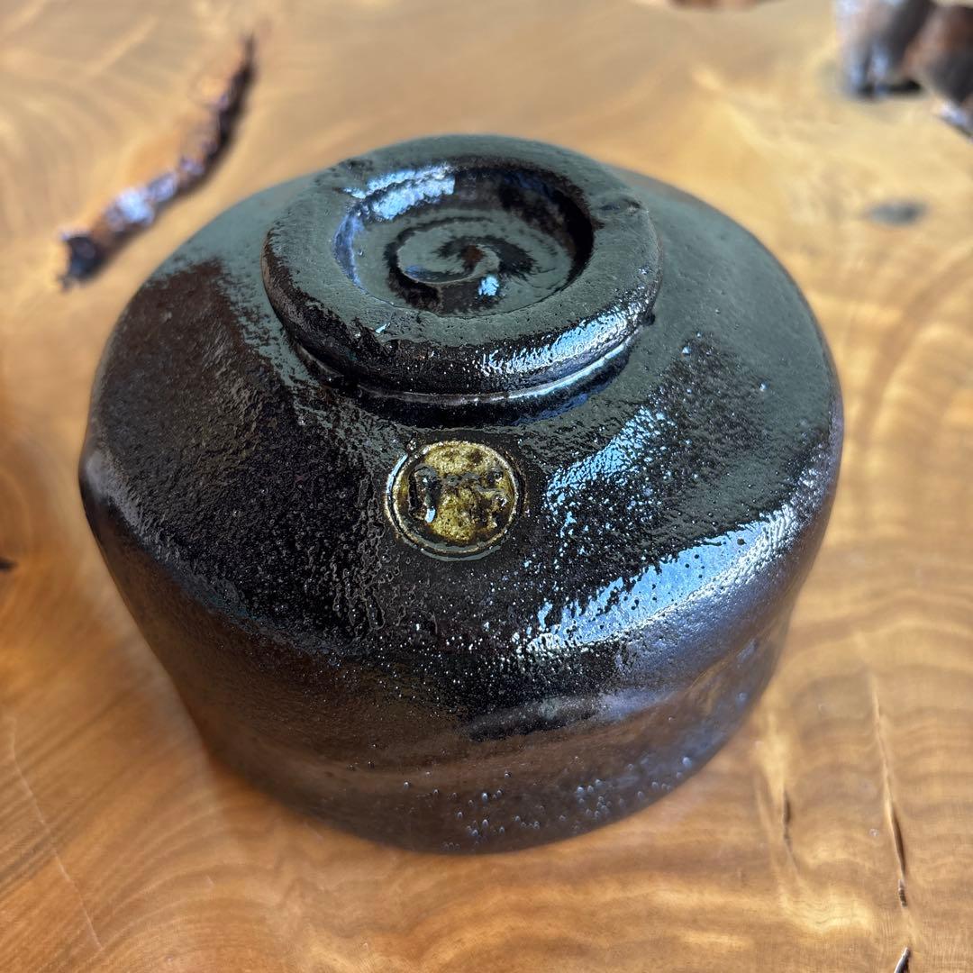 一楽造 黒楽茶碗 楽焼 抹茶碗 茶道具 共箱（70m）