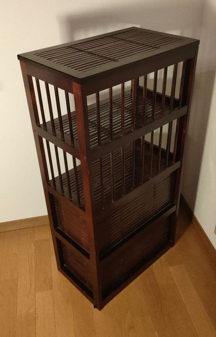 昭和レトロ 竹製 4段チェスト 和箪笥 引出し付 飾り棚 衣類収納 アジアン収納