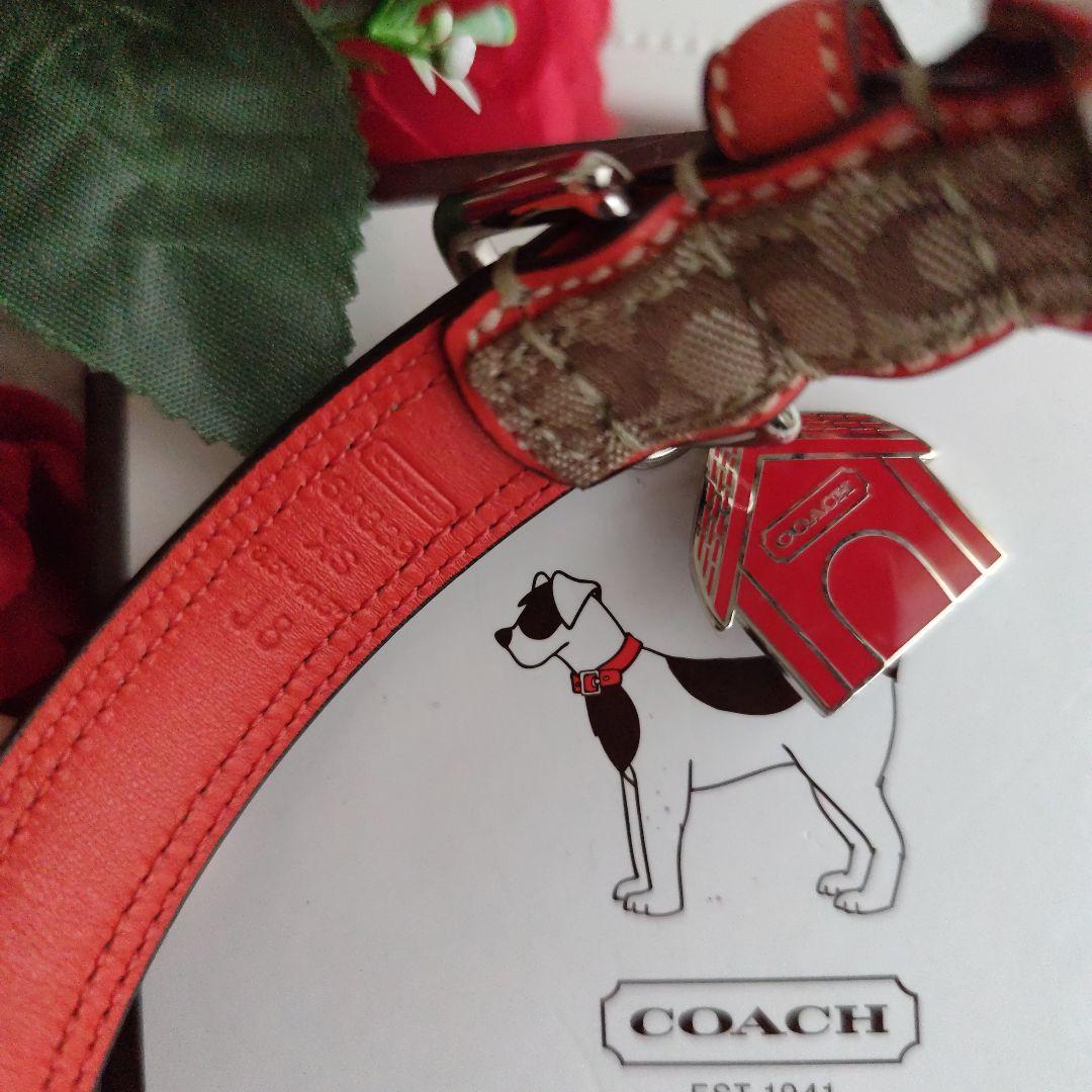 新品　コーチ　COACH　犬　首輪　小型犬　XS　シグネチャー　赤