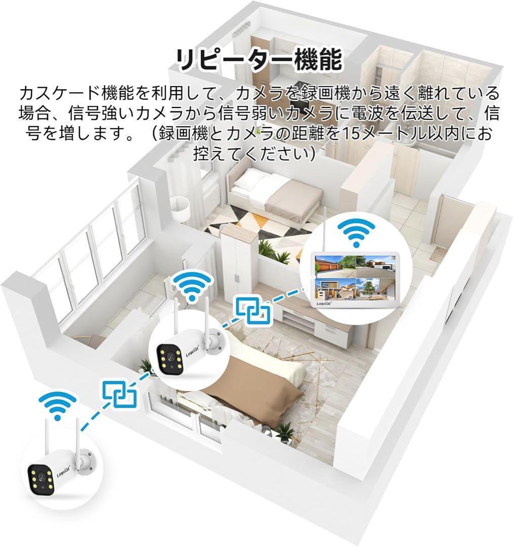 とし【500万画素・信号強化】防犯カメラ 屋外 2台 モニター付き