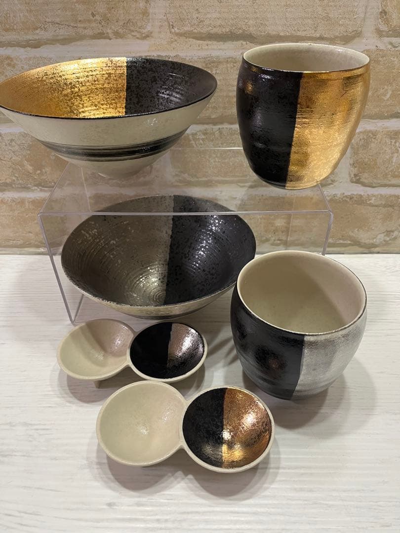 有田焼　悦山窯　マルチ丼ぶり　カップ　珍味入れ　金銀　各2個 美品