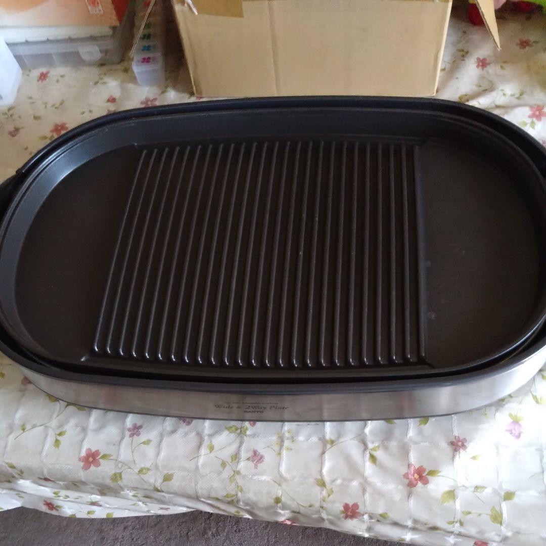 サンヨー ホットプレート チタンフッ素コート 横長 丸洗い 高温250℃ 家庭用