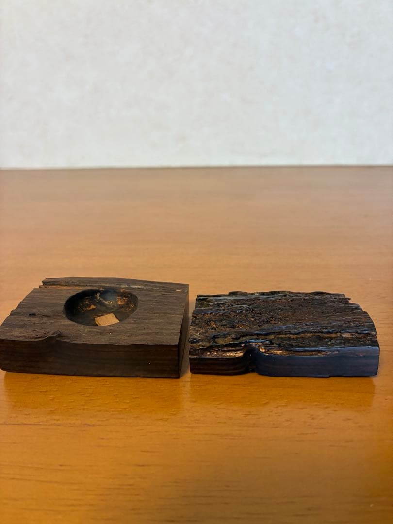 c-74 茶道具 遊山作 黒檀香合 共箱
