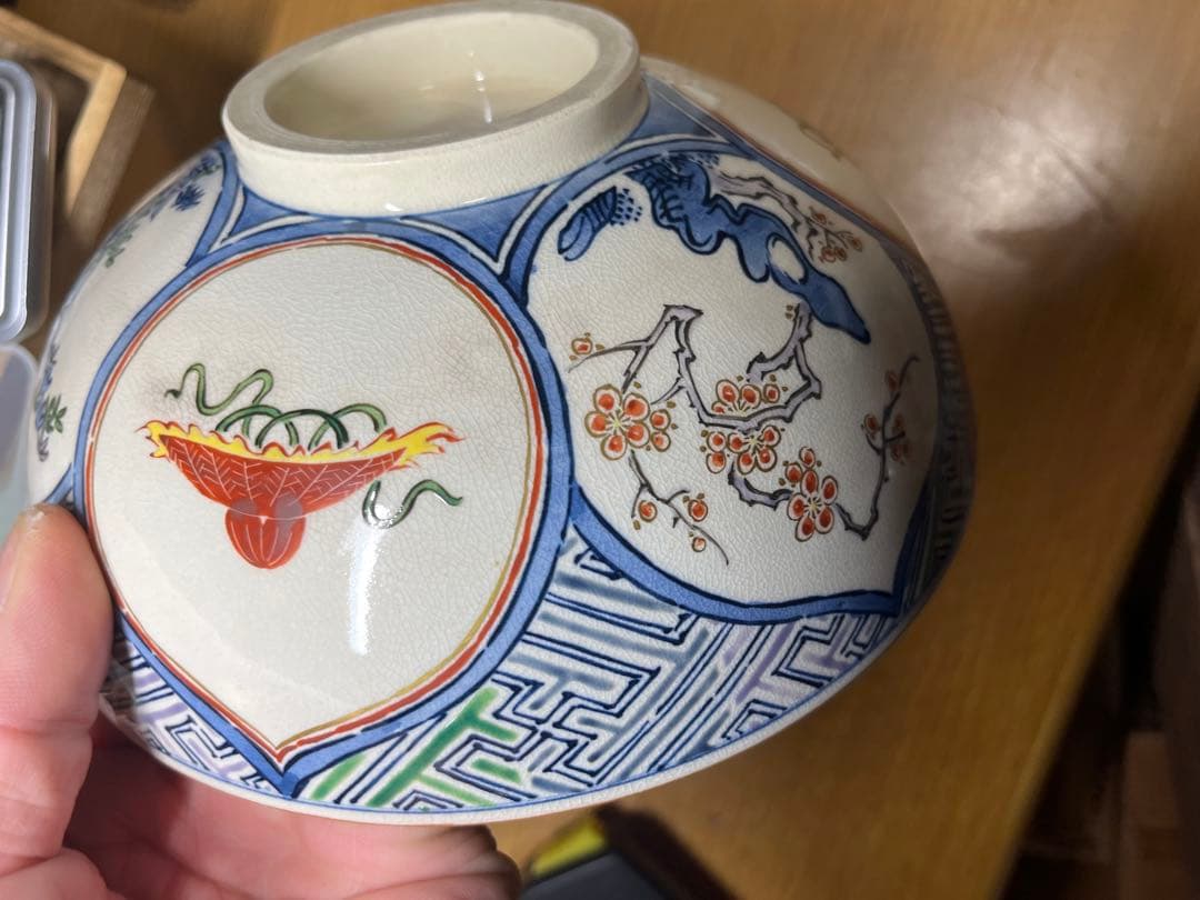 明工　陶山作　菓子器　在銘　(帝室技芸員)