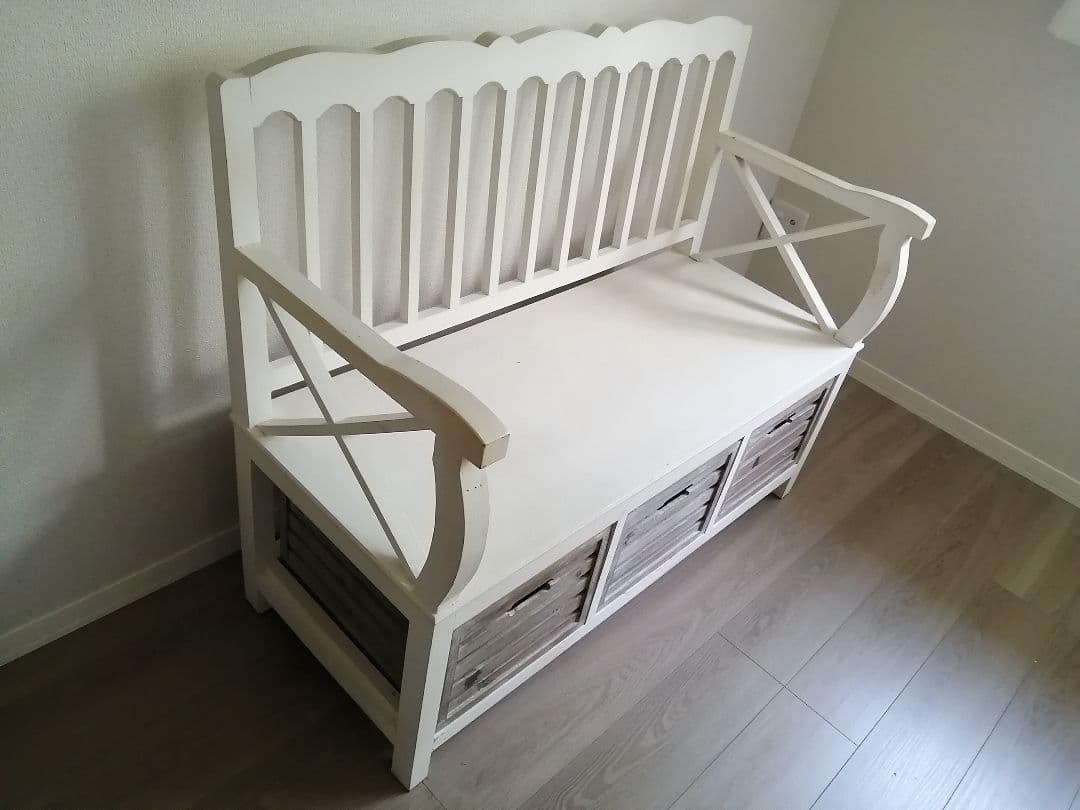 室内☆白い木製ベンチ★