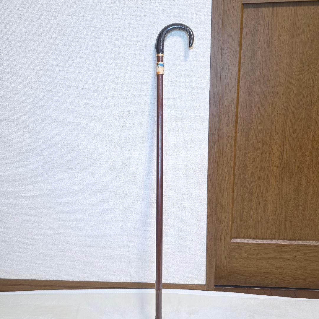 650【未使用】当時物 日本製 樫木製　新水牛の爪　カーブ型杖