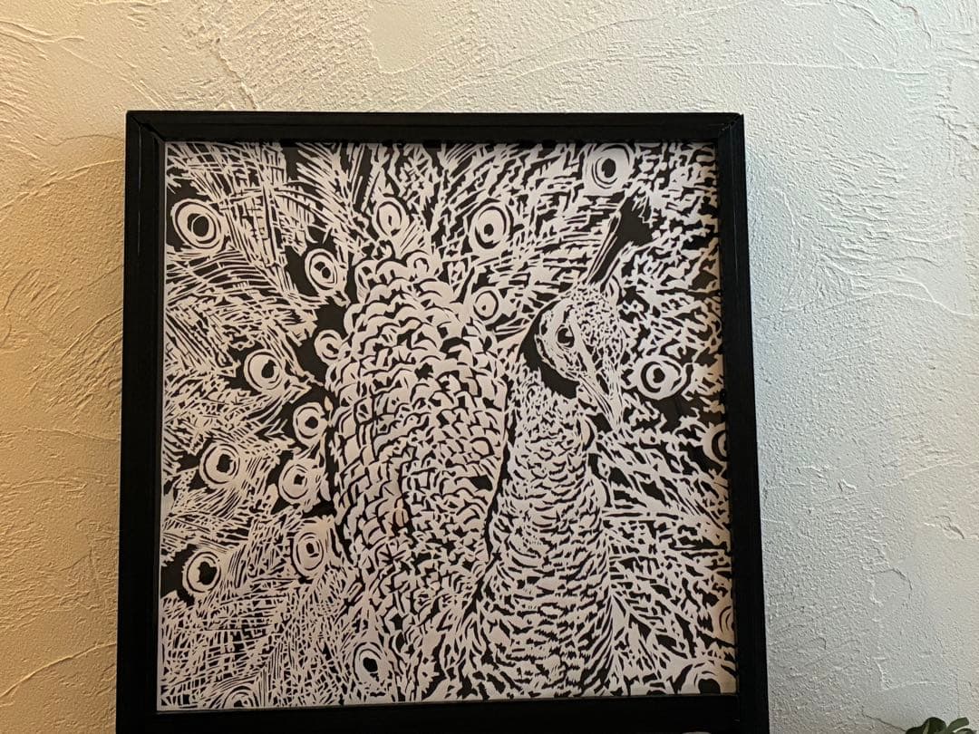 【ハンドメイド】切り絵 アート 孔雀&鷹　大きい　切り絵本体のみオーダー可能