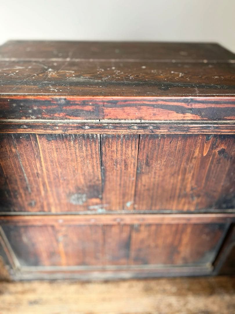 明治〜昭和 古い木箱戸棚 前板はめ込み式 小棚 収納箱 木製 古家具 古道具