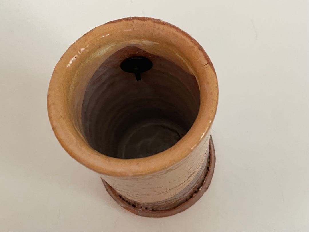 陶芸家　作家物　三輪栄造　花入　掛花入　筒花入　萩　萩焼　共箱　三輪休雪