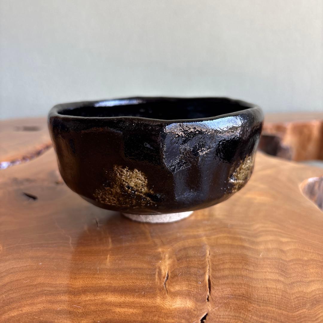 弘入写 朧月 佐々木抹楽造 黒楽茶碗 楽焼 共箱 抹茶碗 茶道具