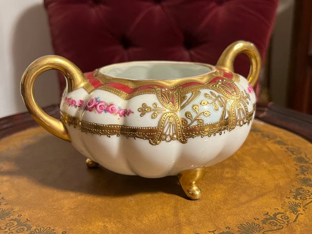 オールドノリタケ　RC印　シュガーポット　金彩