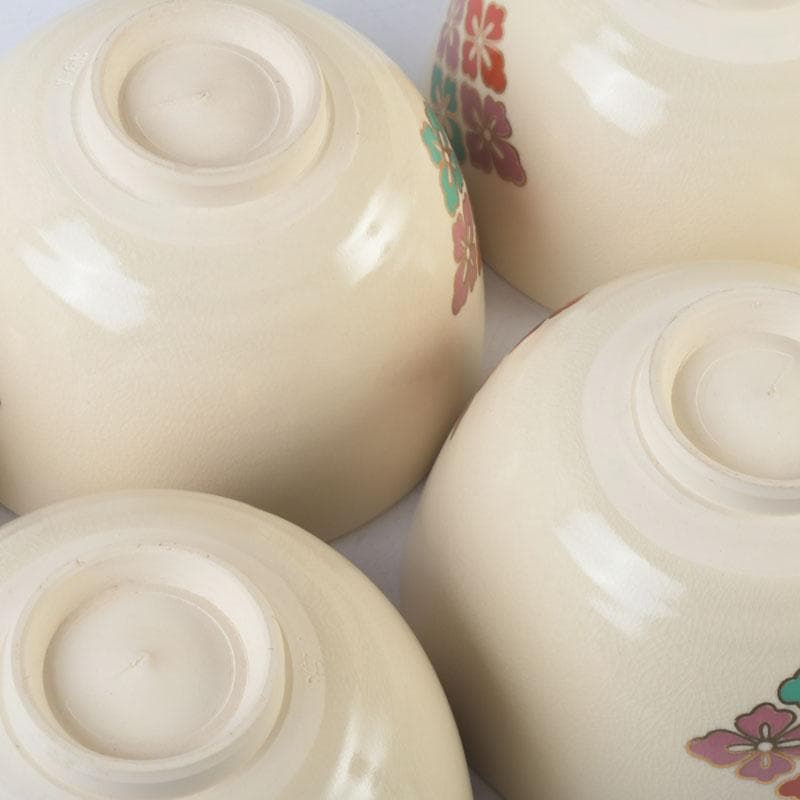 茶道具　京焼　加賀瑞山造　色絵金彩　花文　数茶碗　五客　N　9937