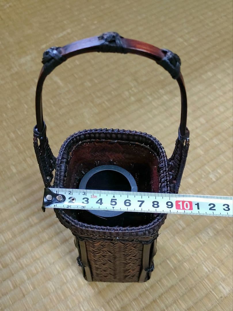 竹花籠　レトロ　竹細工　竹籠　花籠　茶道具　アンティーク　生花