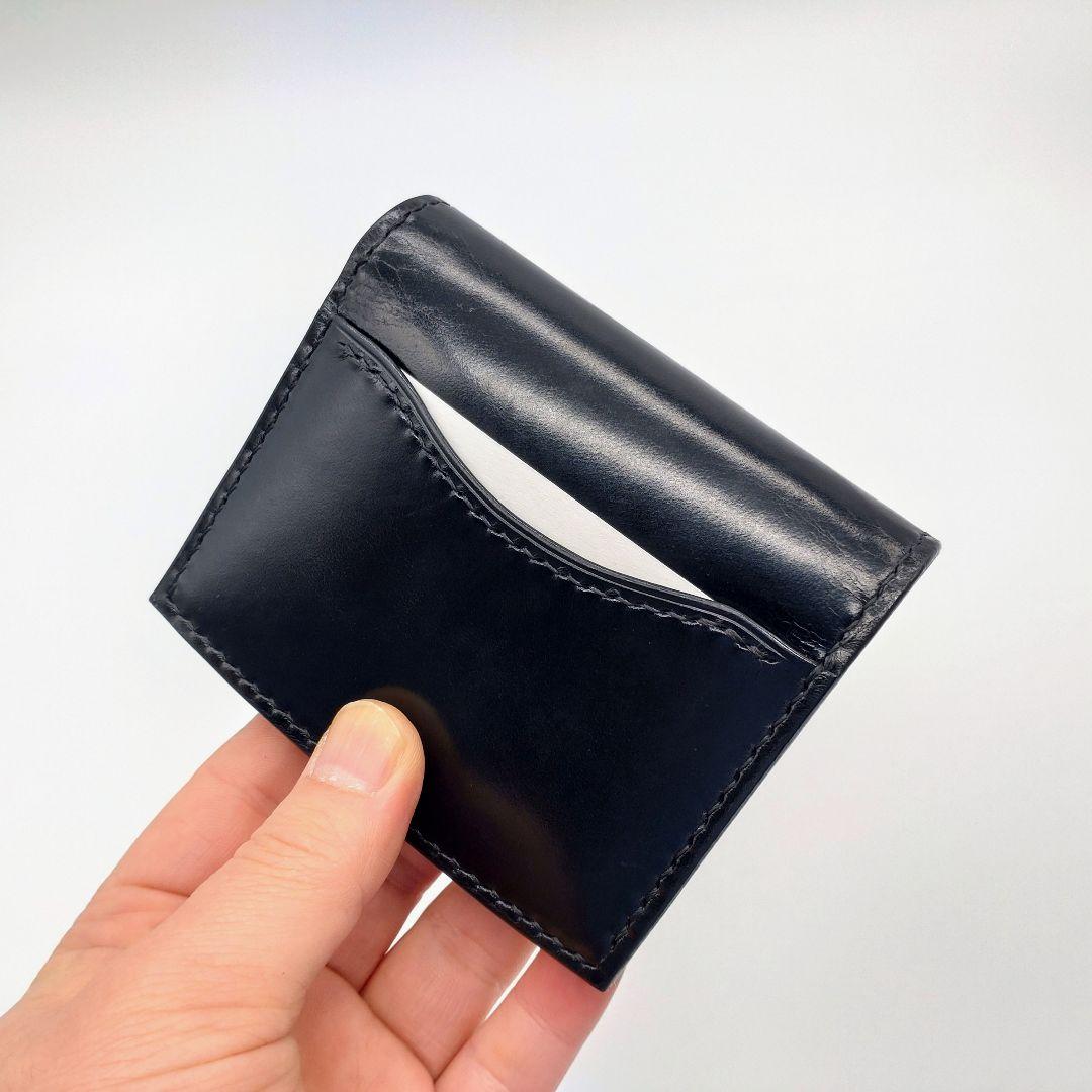 【カード8枚以上】本革コンパクト財布/二つ折り ヌメ革 ブラック ゲンコウ