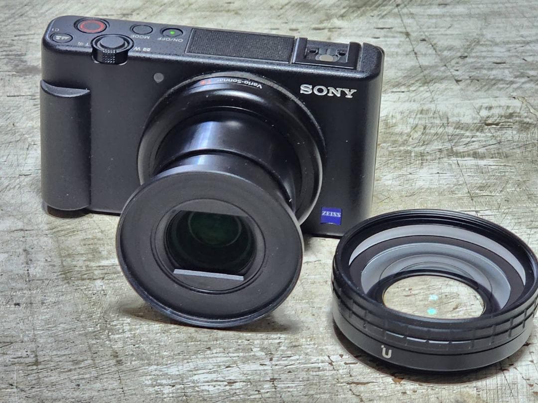 ソニー　VLOGCAM　Sony ZV-1 純正グリップ　広角レンズ　電池×2