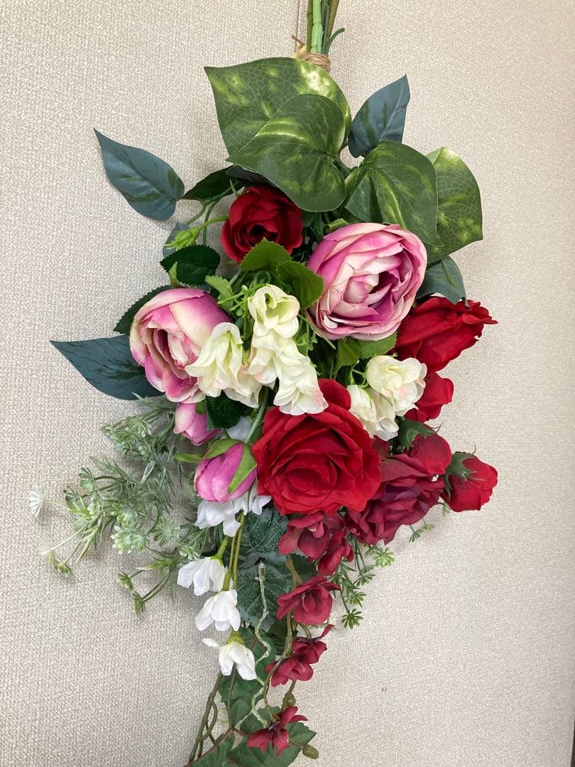 ローズスワッグ　薔薇　アーティフィシャルフラワー　壁飾り　お洒落　インテリア