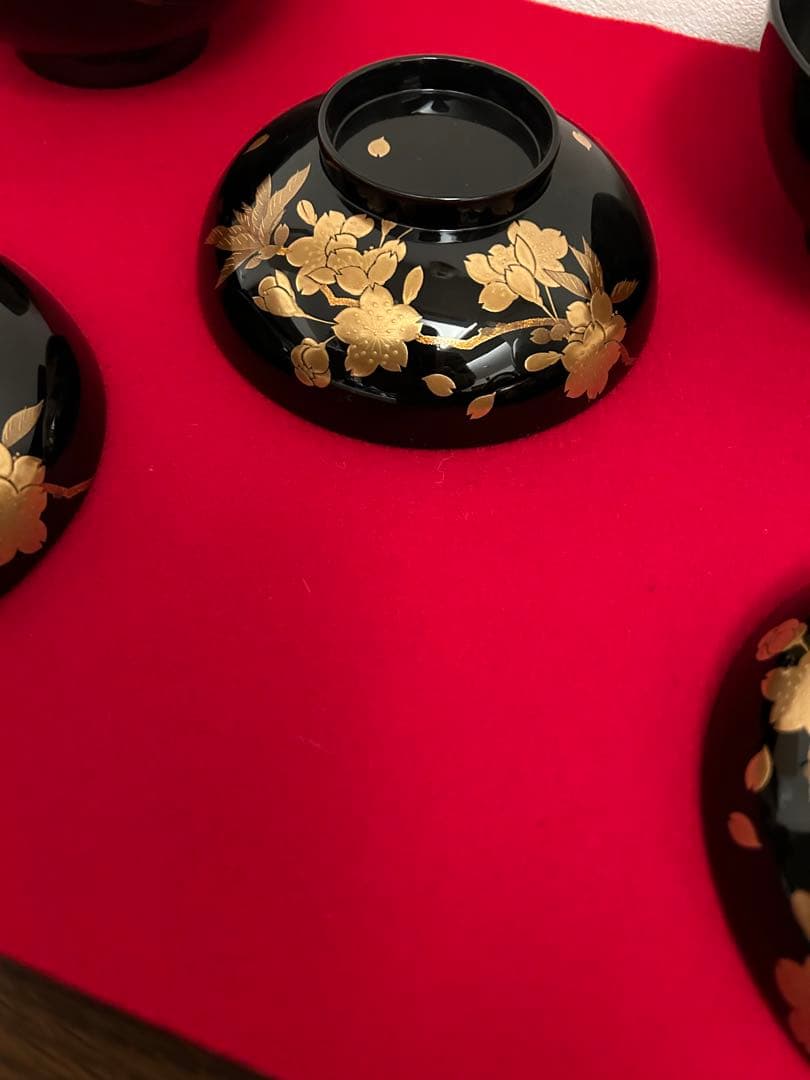 輪島塗　桜蒔絵　煮物椀五客