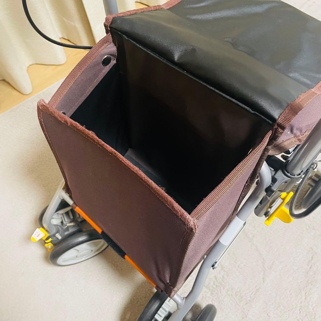 美品✨島製作所 歩行車 シンフォニーSPスリム オレンジ ブラウン シルバーカー