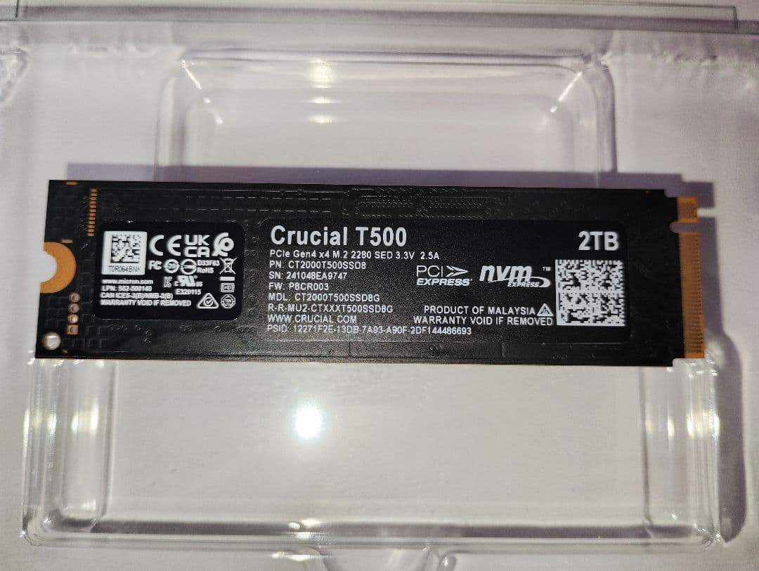 内蔵型SSD crucial Gen4 M.2 SSD 2TB T500PRO