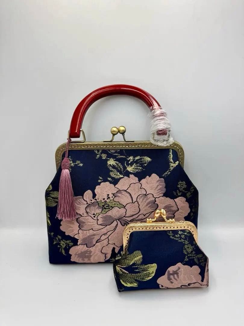 【ハンドメイド】がま口 ハンド バッグ 2点セット#576