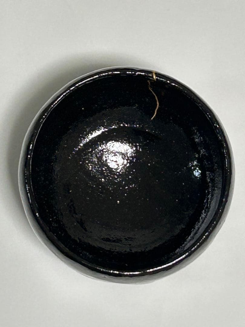 茶道具　京焼　楽焼　黒楽　松楽　抹茶碗　金継ぎあり　共箱付き