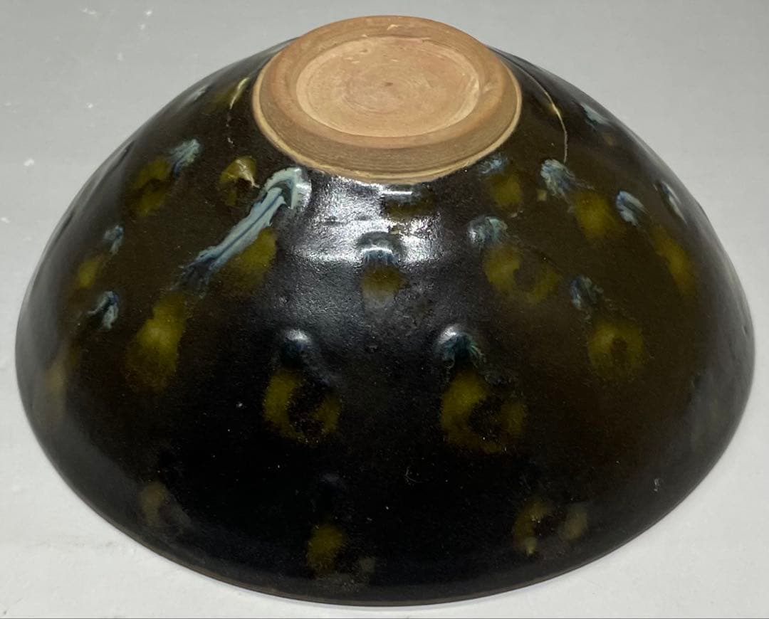 南宋　吉州窯　天目茶碗　見込鳳凰文　中国古陶磁器　茶碗箱(四方桟) 　d112