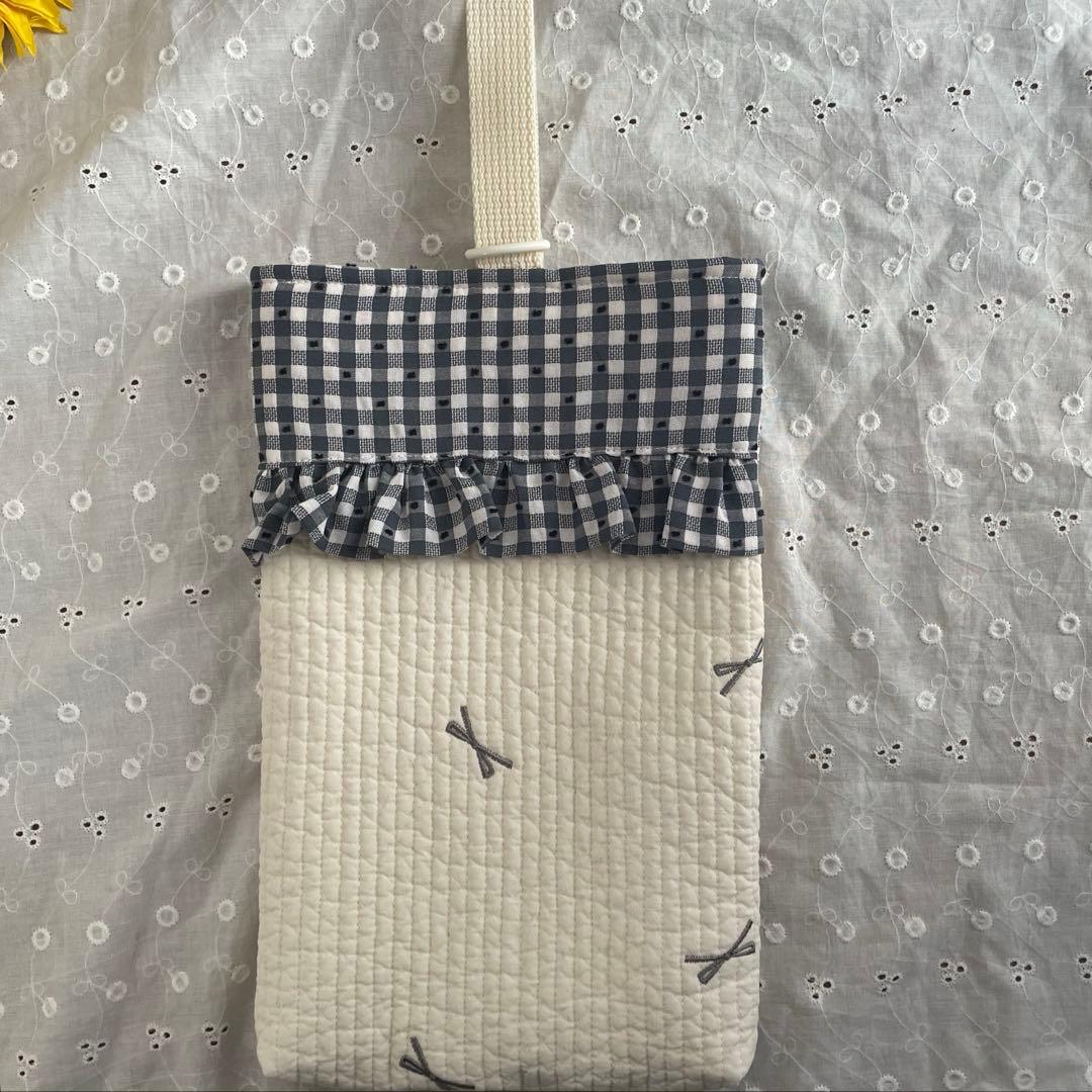 ヌビ入園入学セット　3点セット　りぼん刺繍　生成り　オフホワイト　レッスンバッグ